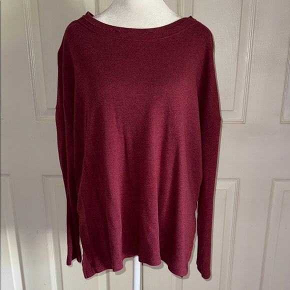 Pact Burgundy Organic Cotton High-Low Split Hem Sweatshirt - Picture 1 of 9